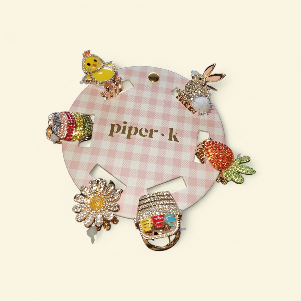 Piper K Easter Themed Rhinestone Hair Clip Set - Picture 4 of 4